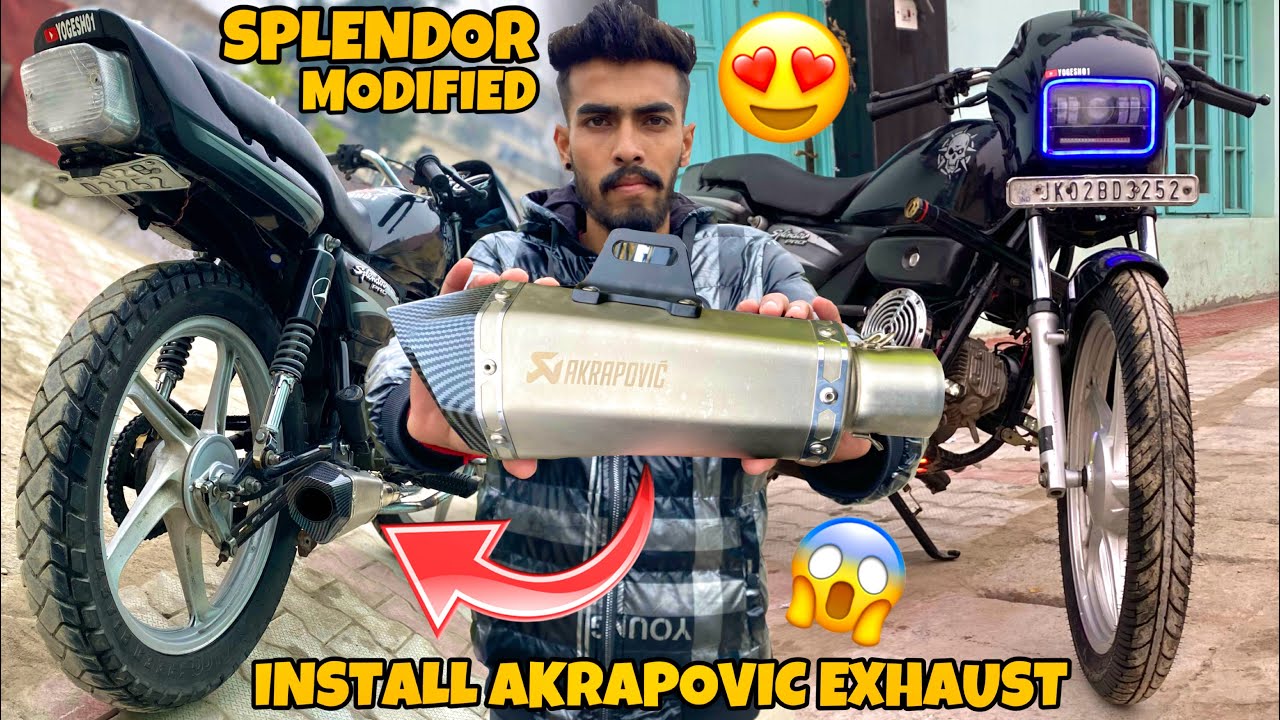 Splendor Modified Silencer | Akrapovic Exhaust Sound | Exhaust Installation Bike | Yogesh 01