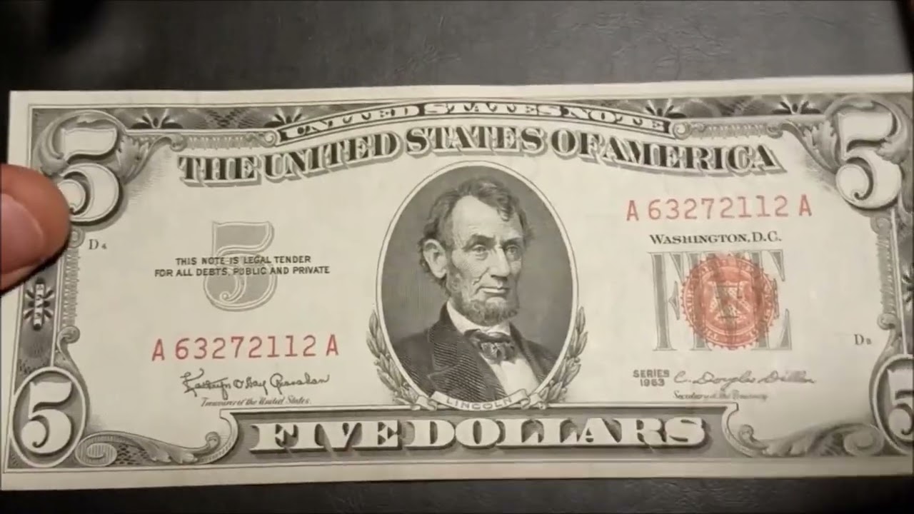 RED SEAL 1963 $5 Bill in Great Condition from My Collection