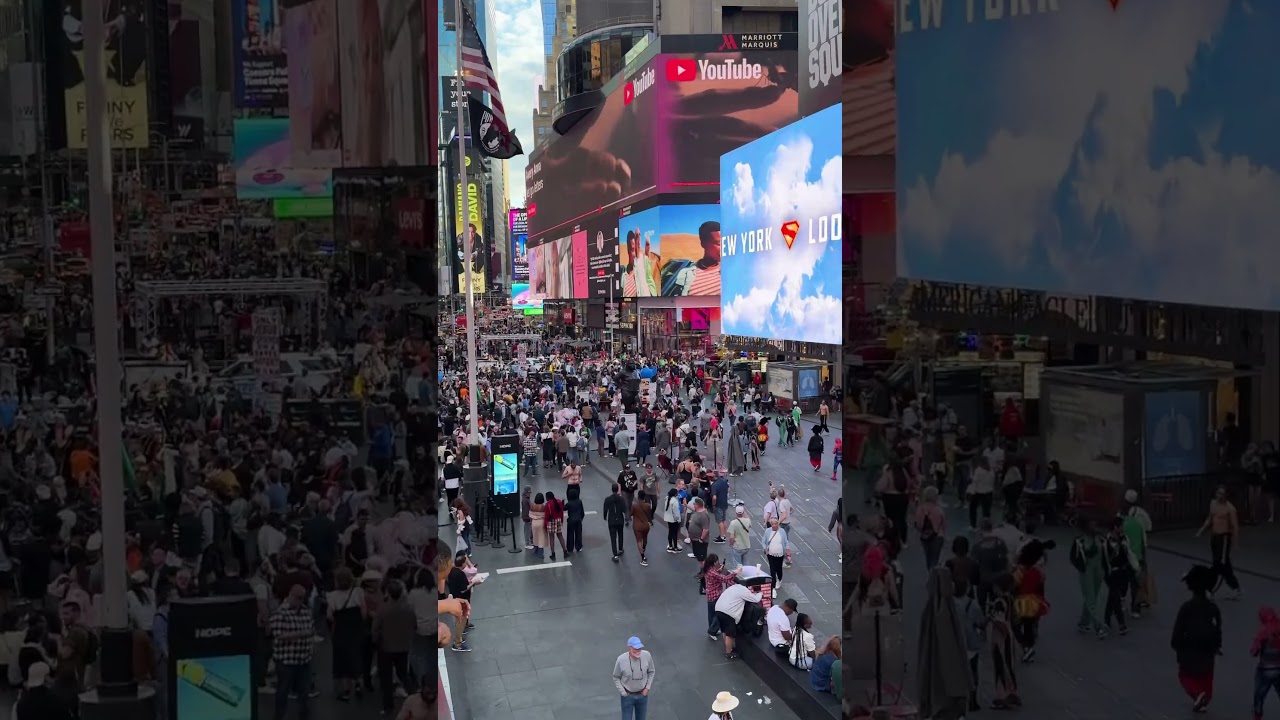 LARGE CROWDS IN TIMES SQUARE FOR SPECIAL EVENT 6/14/25 #nycwalk #nycvlog #timessquare #nyc #fyp #ny