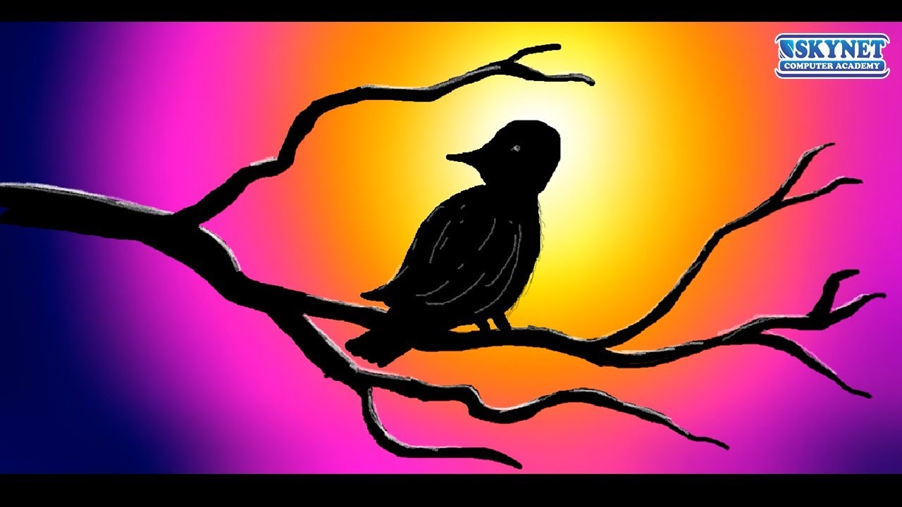 Bird Silhouette Drawing in MS Paint | Easy Colorful Background Art Tutorial #drawing #paint