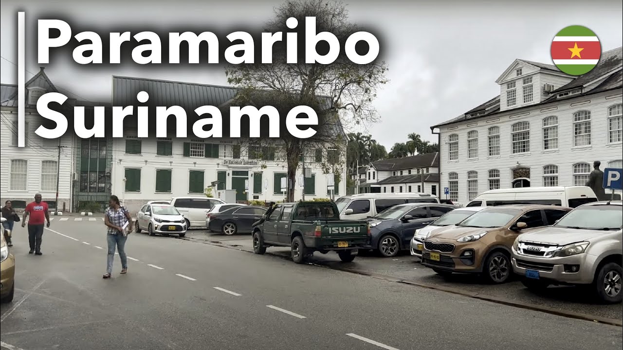 City walk in Paramaribo (Suriname), City sounds, Tropical Rain 🇸🇷