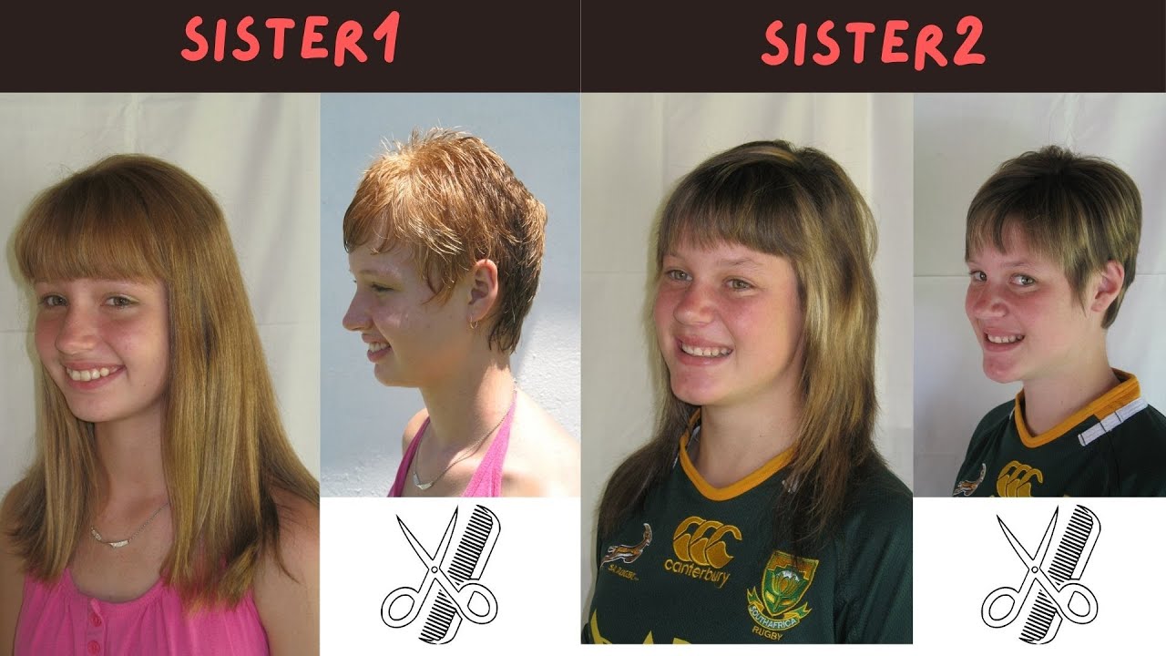 2 teenager sisters short hair cut challenge full video #haircutforlonghair #ladieshaircut #haircuts
