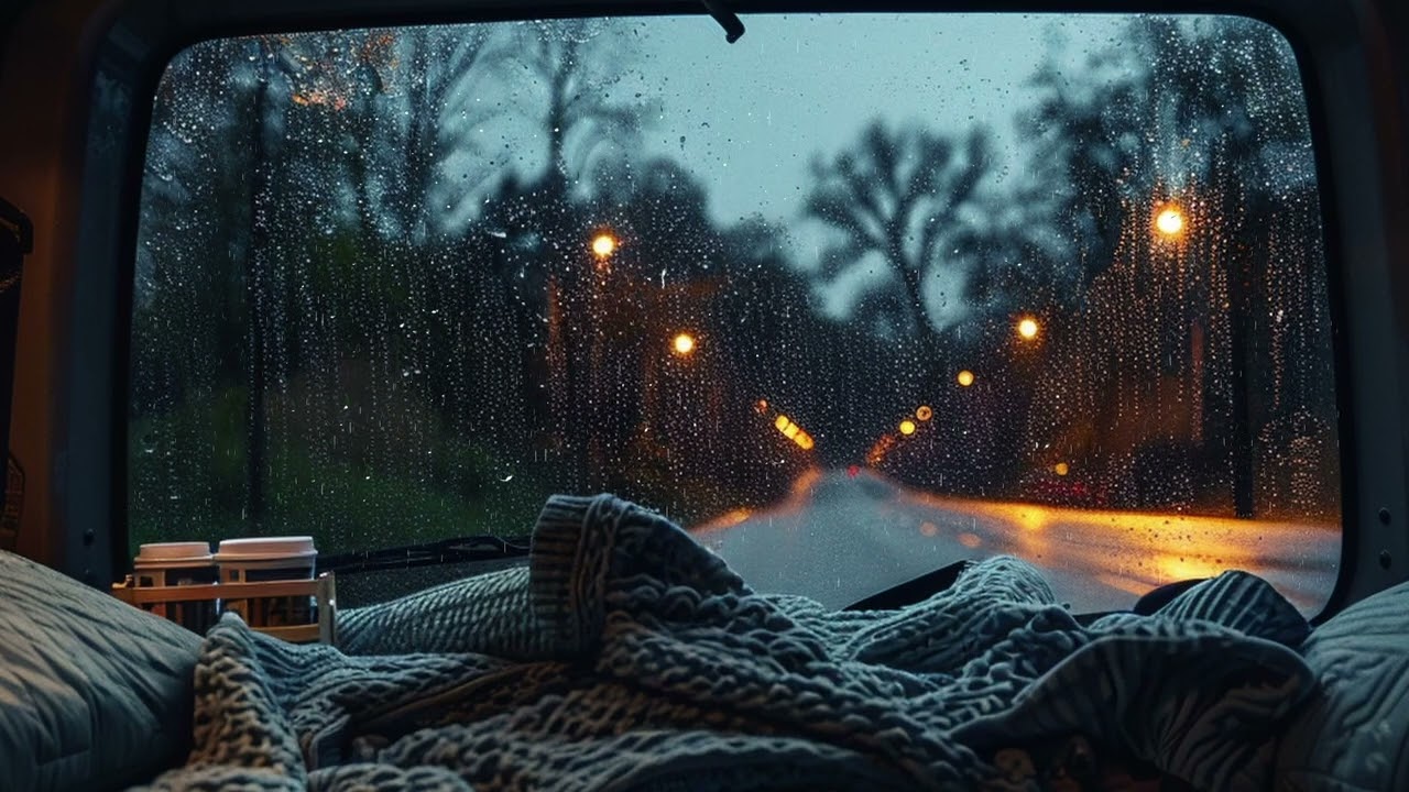 Quiet Your Mind | Night Rain Inside a Parked Car |8 Hours | Relax and Sleep Well
