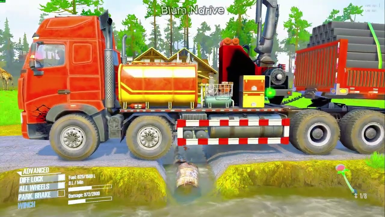 Truck vs Extreme Broken Road and Speed Bumps Ep 34 #mudrunner #spintires