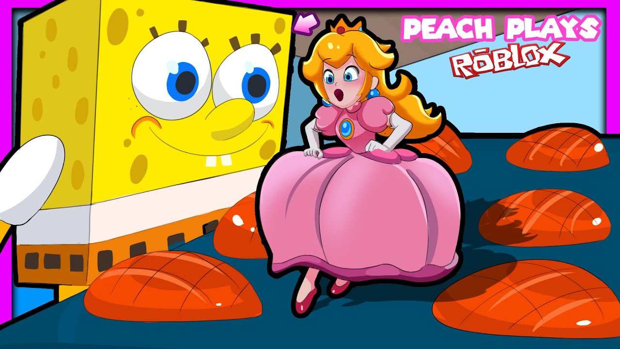 👑 ESCAPE CRAZY SPONGEBOB [SCARY OBBY] | Peach Plays Roblox Spongeboy Barry's Prison Run