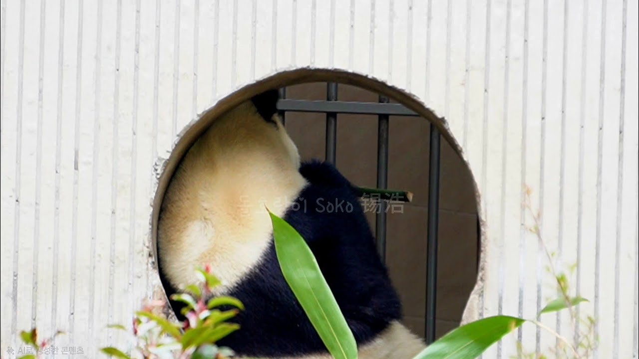 구멍에 꽉 차는 뚠빵이~!!❤️ | 2월 17일 오전 제2편(푸바오 실시간) Panda Fubao