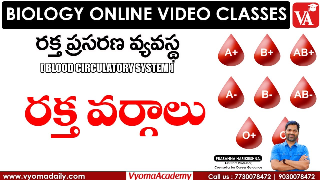 రక్త వర్గాలు | Blood Circulatory System | Biology Class | Prasanna Harikrishna | VYOMA ACADEMY