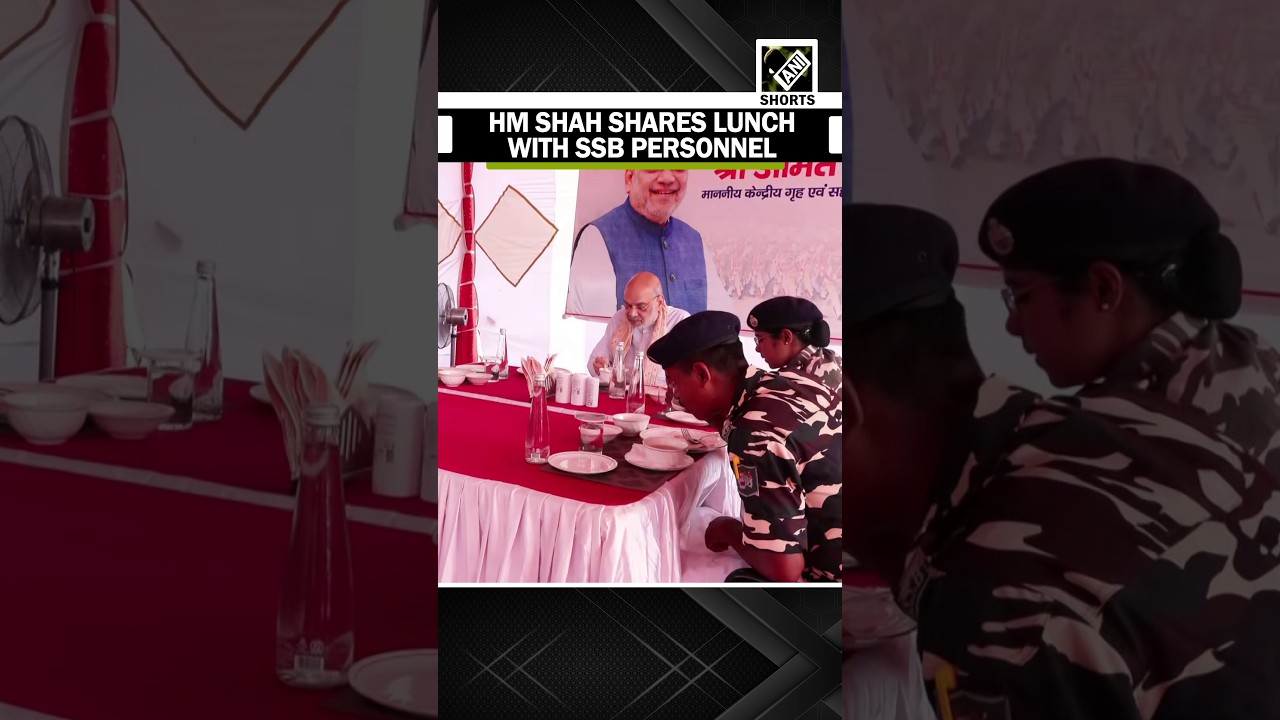 Home Minister Amit Shah interacts with SSB personnel, shares lunch in Siliguri