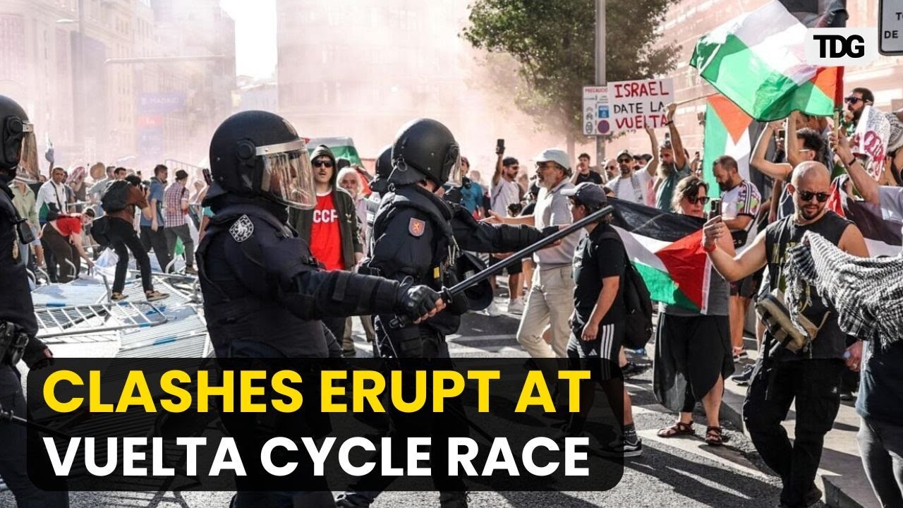 Police Clash With Pro-Palestine Activists During Vuelta Race