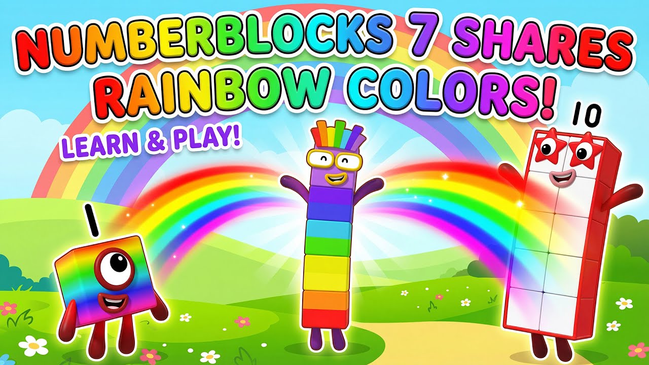 Numberblock: Rainbow Math! How Numberblock 7 Shares Colors with 1 and 10🌈, ✨, 🔢| Fun Math for Kids!