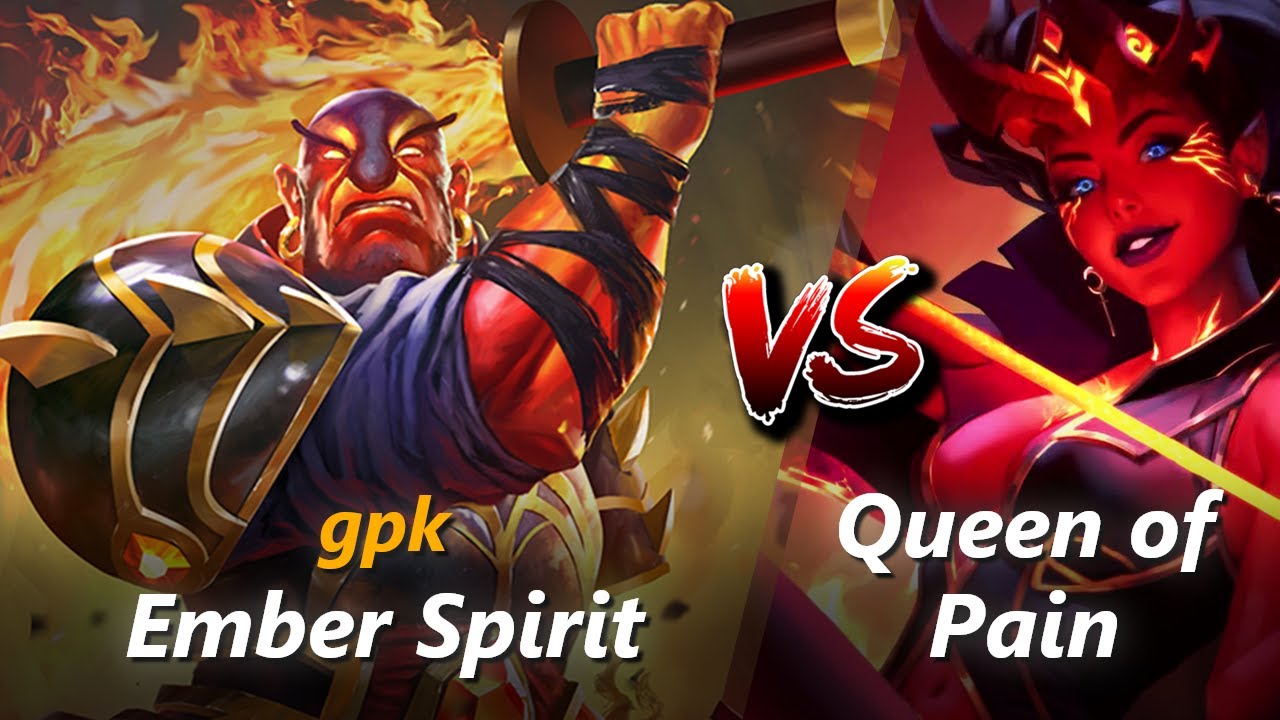 gpk mid Ember Spirit vs Queen of Pain | First 10 minutes