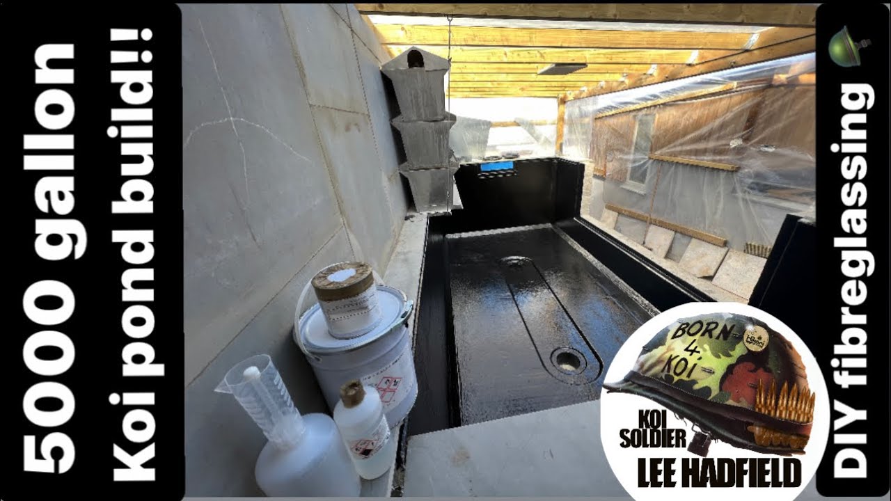 DIY fibreglassing!!!!! 5000 gallon koi pond 🪖🪖🪖