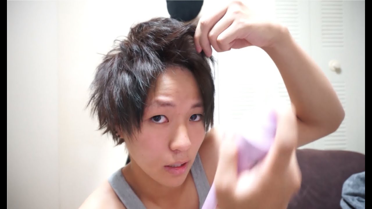 黒髪で爽やかアップバングに髪セット！