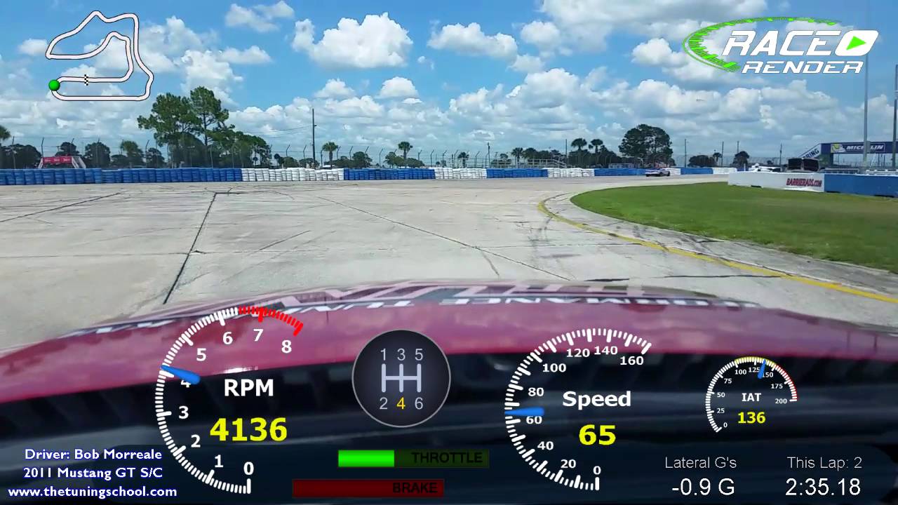 Sebring In car video with data 2011 Supercharged Mustang 5.0 NASA HPDE