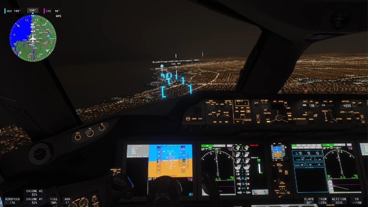 aterrizaje en Buenos Aires aeroparque de noche