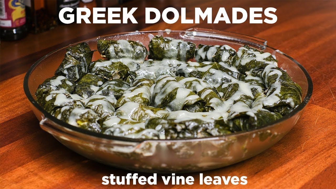 Stuffed Vine Leaves with Meat, Rice and Lemon sauce