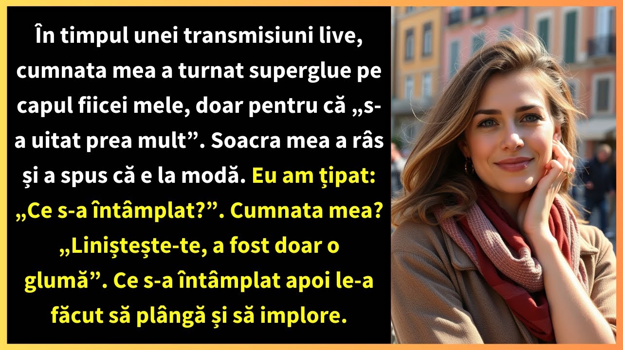 &Icirc;n timpul unei transmisiuni live, cumnata mea a turnat superglue pe capul fiicei mele,