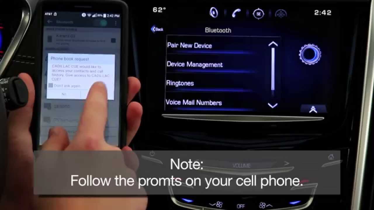 Как подключить мобильный телефон по Bluetooth к Cadillac CUE