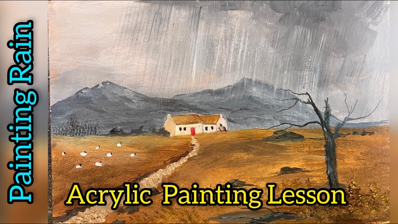 Painting Rain Creating Mood Acrylic painting
