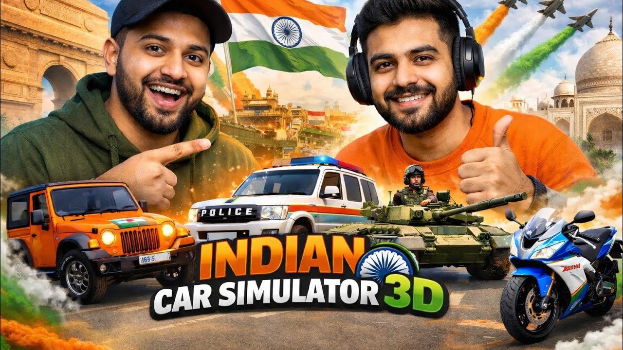 Indian Car Simulator 3D 😱 | Police, Army, Super Bikes & Desi Roads ka Full Maza! 🇮🇳🚓🏍️