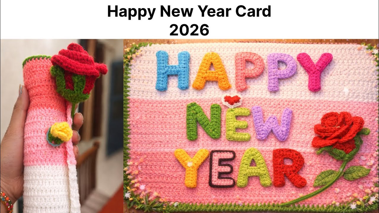 wow 🤩 Crochet Happy NEW YEAR CARD 2026 in Hindi/ Beginner Friendly /very Easy trick 