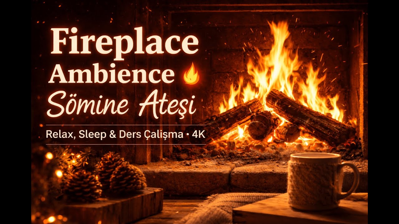 4K Fireplace 🔥 4K Şömine Ateşi | Cozy Background for Uyku & Ders