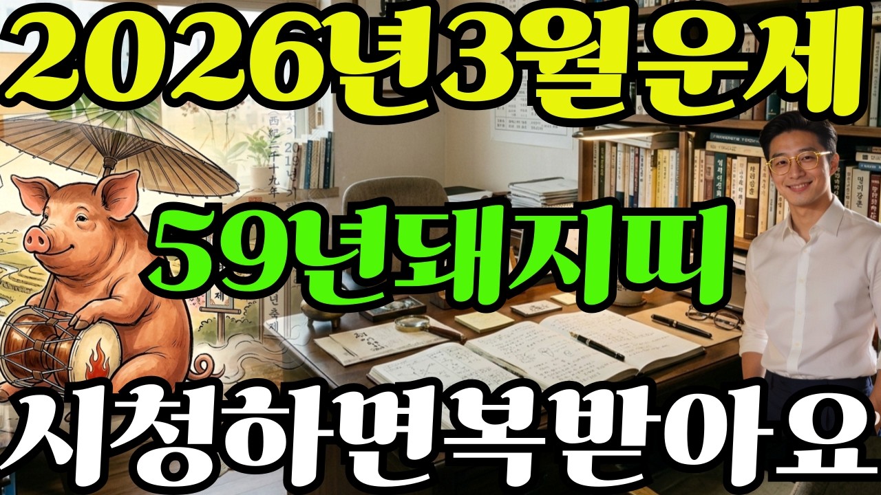 [59년돼지띠운세]시청하면복받아요!!1959년기해생돼지띠26년3월운세
