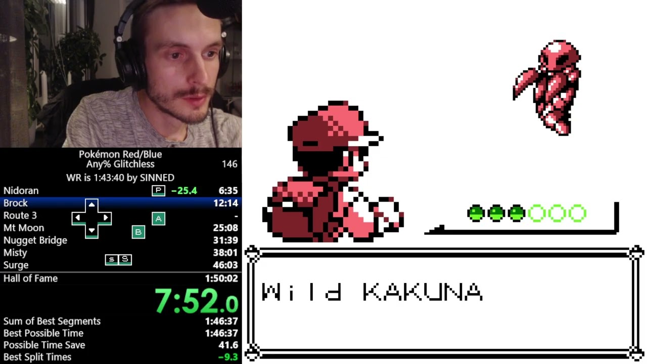 Pokemon Red/Blue Any% Glitchless Speedrun in 1:48:44