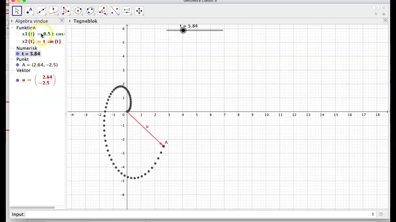 Vektorfunktion i geogebra 1. del