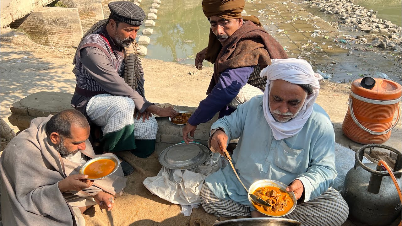 Street food ojri dhaba in village eating Darwish all team