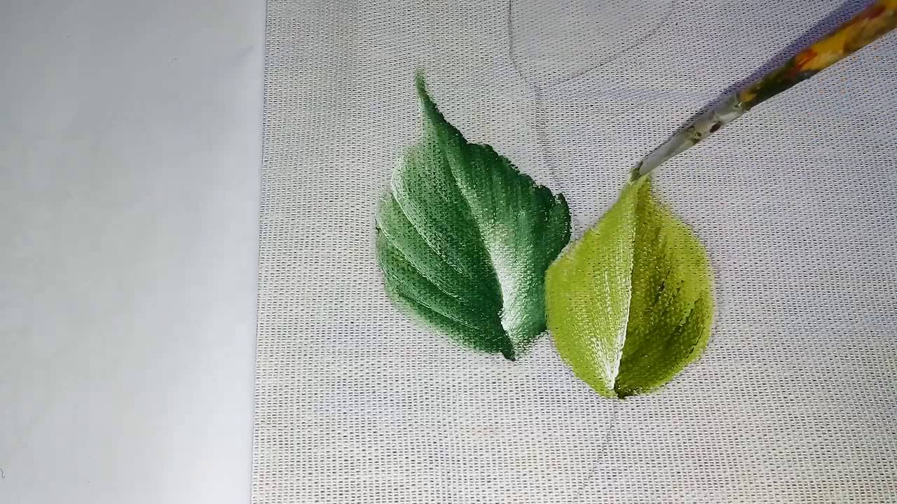 Veja como pintar essa linda folha com verde pistache oliva branco.
