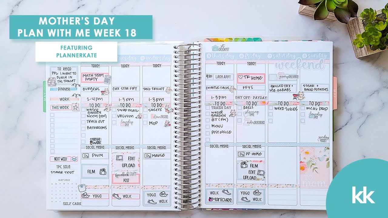 Plan With Me for Mother's Day featuring PlannerKate Stickers | Erin Condren Vertical LifePlanner