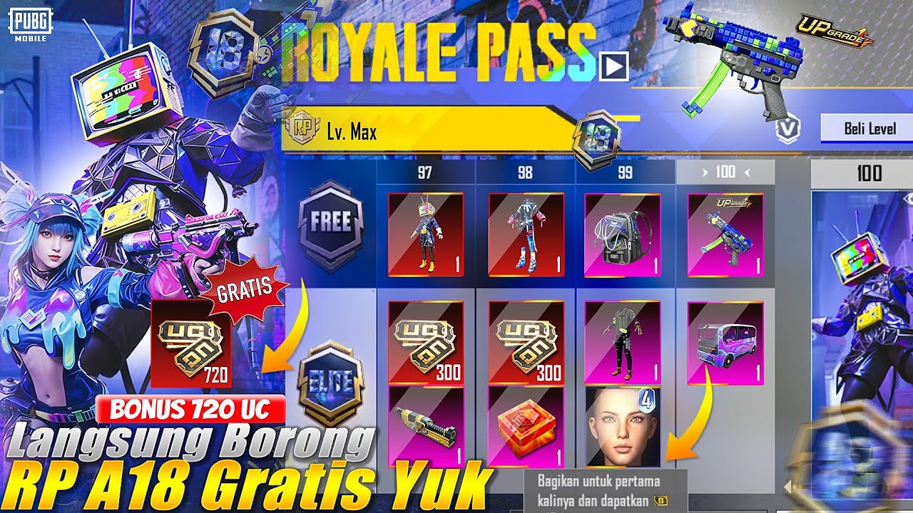 HARGA 60 UC BONUS 720 UC GRATIS APAKAH REAL LANGSUNG UPGRADE ROYAL PASS A18 GRATIS YUK UDA HADIR NIH