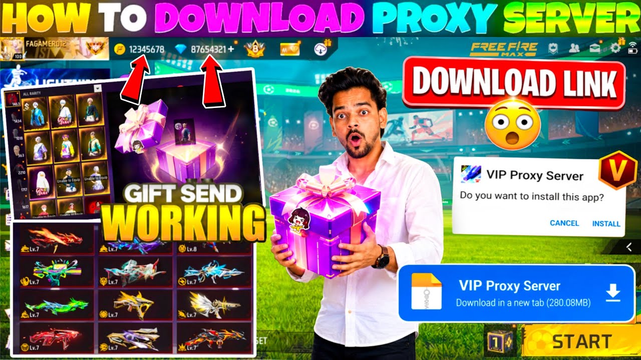 HOW TO DOWNLOAD PROXY SERVER IN FREE FIRE, HOW TO USE PROXY SERVER IN FREE FIRE, VIP PROXY SERVER