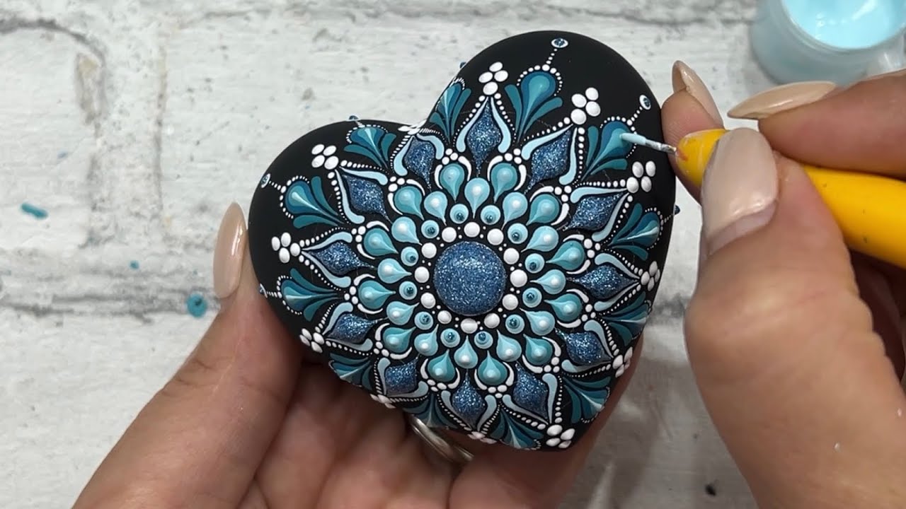 Mandala Heart Painting | Rock Painting Step by Step | Dot Art Dotpainting