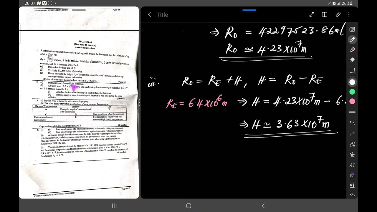ADVANCED LEVEL: SOUTH WEST MOCK MARCH 2025, PHYSICS PAPER 2