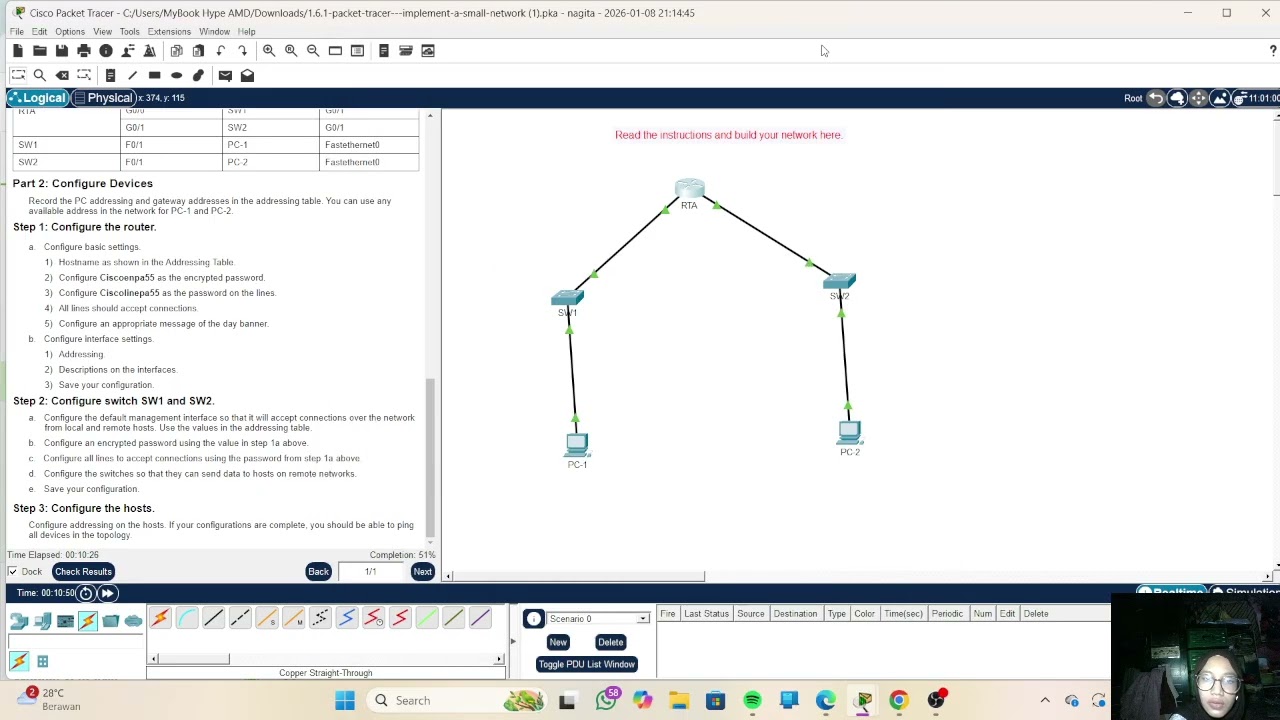 1.6.1 Packet Tracer - Implement a Small Network