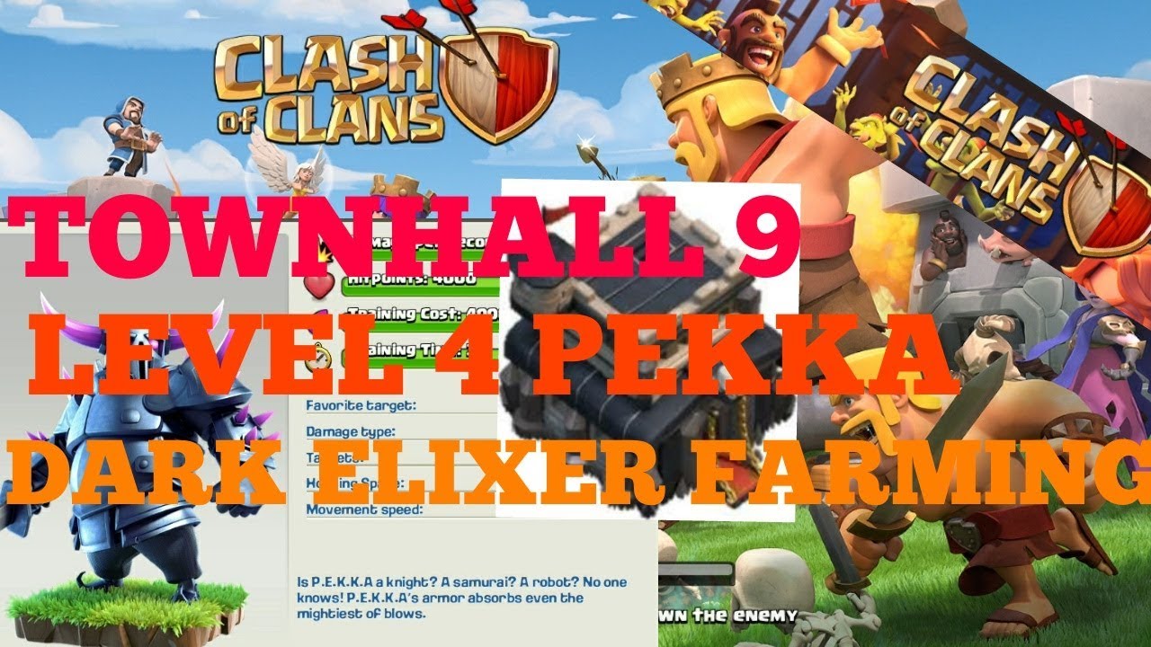 TH9- Pekka level 4! Updated!Dark Elixer Farming Strategy! Clash Of Clans