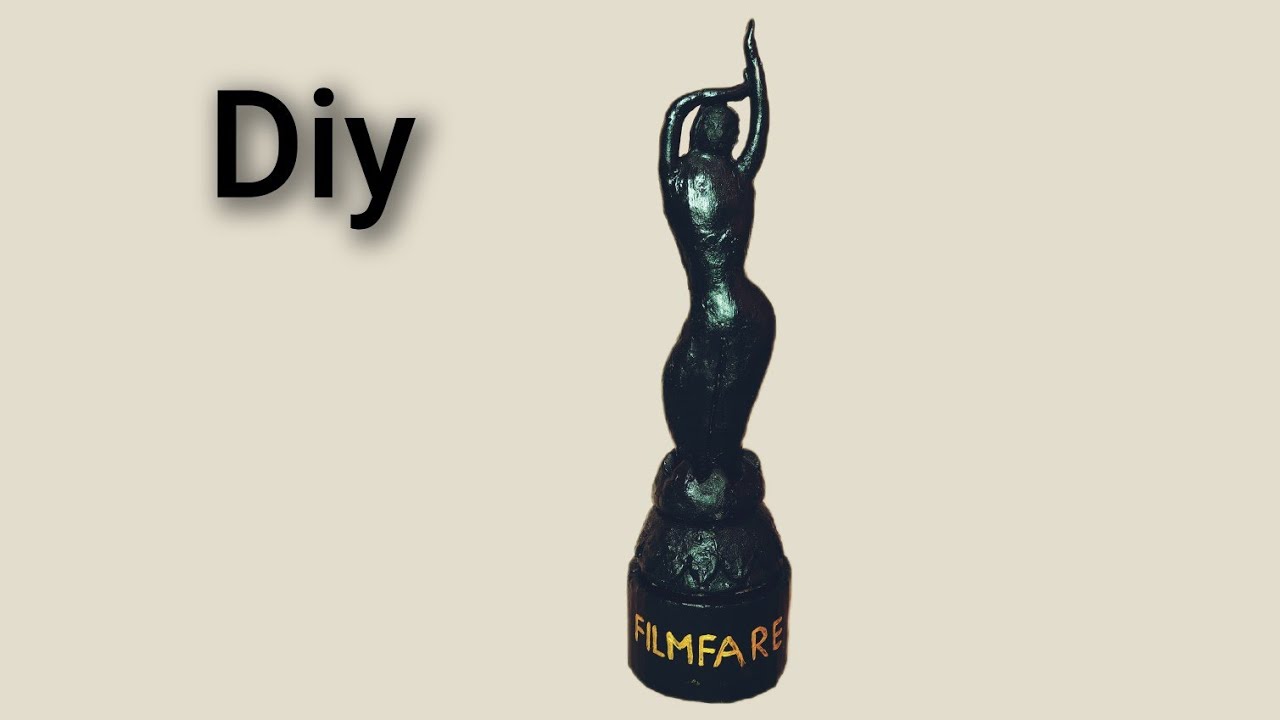 How to make Filmfare Award with cardboard and clay 
