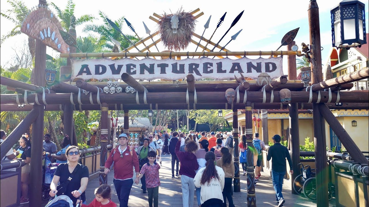 Magic Kingdom Adventureland 2025 Busy Afternoon Walkthrough in 4K | Walt Disney World Florida