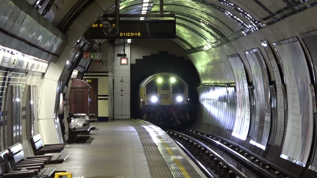 London Underground Battery Locomotives L20 and L54 passing Mornington Crescent