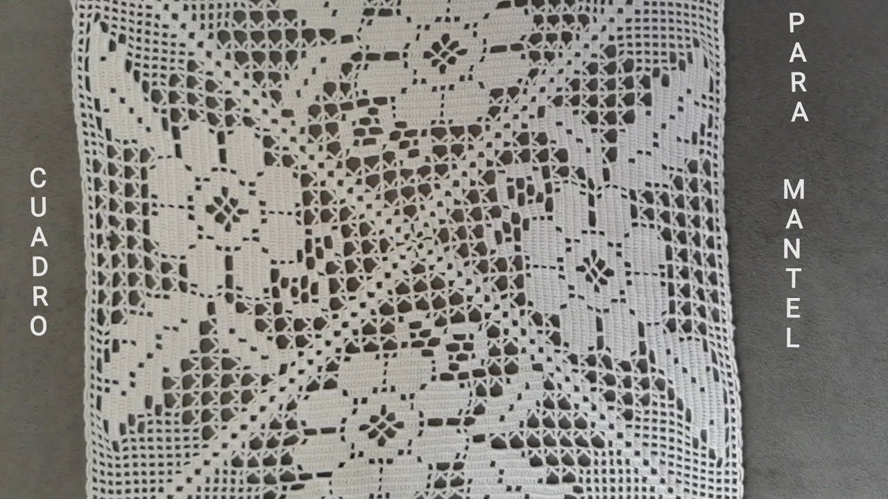 cuadro tejido a crochet para mantel o caminos de mesa