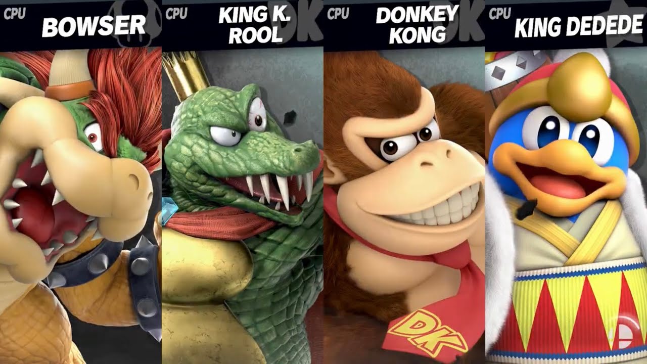 Super Smash Bros. Ultimate - Bowser vs King K Rool vs Donkey Kong vs King dedede