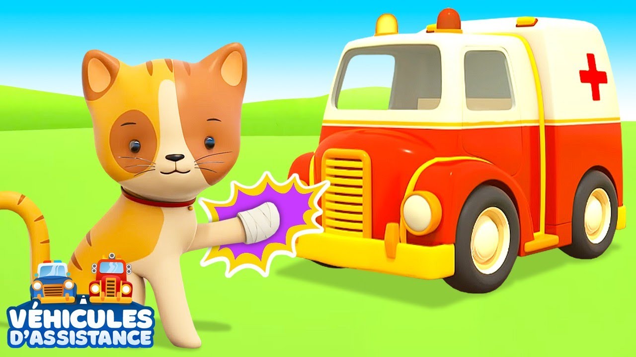 🚑 Appelons une ambulance pour le chaton ! Véhicules d'assistance | Dessin animé pour enfants