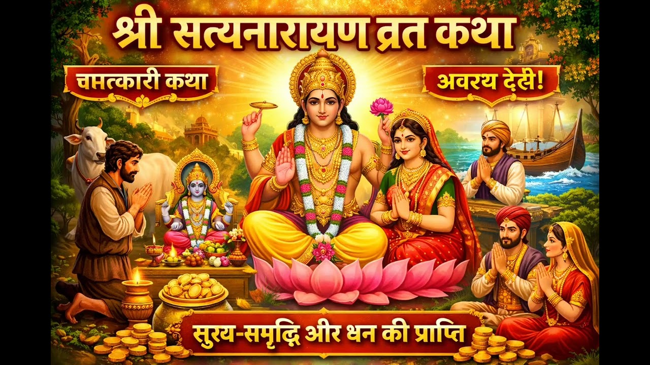श्री सत्यनारायण व्रत कथा | चमत्कारी कथा | सुख-समृद्धि और धन की प्राप्ति