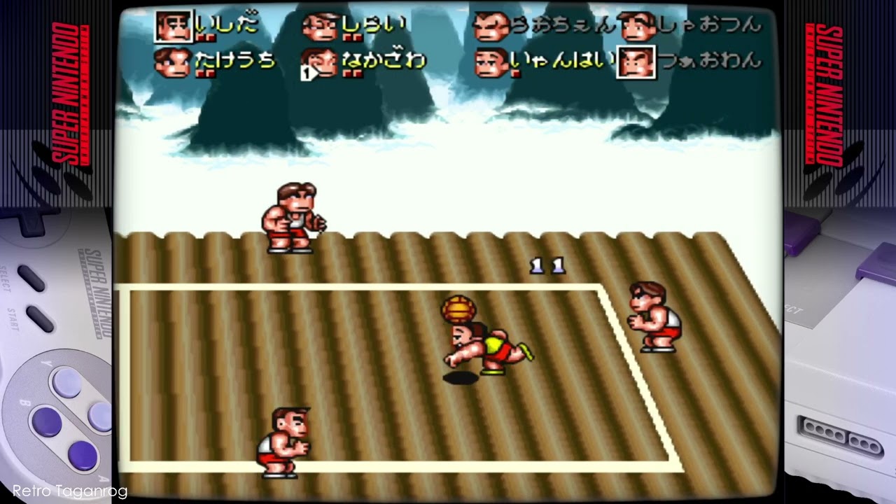 Вышибалы Kunio-kun no Dodge Ball Da yo Zenin Shuugou! 1993 Игра SNES.