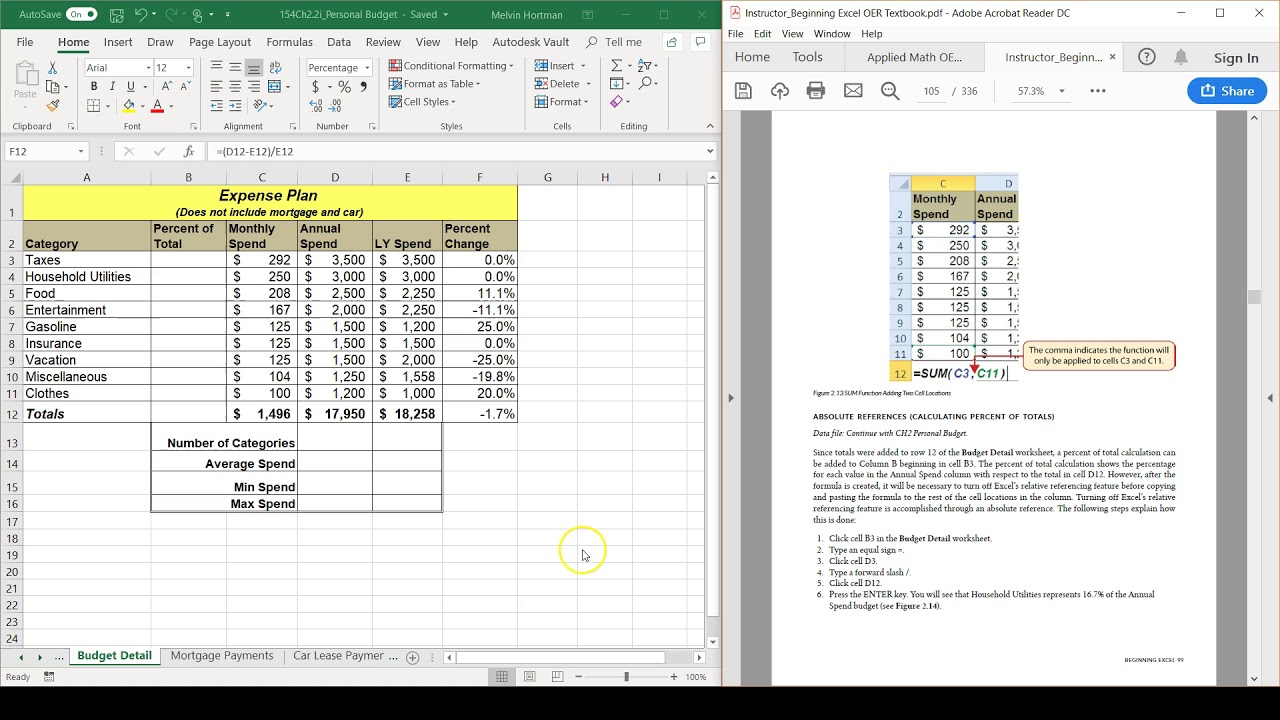 Absolute Cell References in Excel: Percent of Total