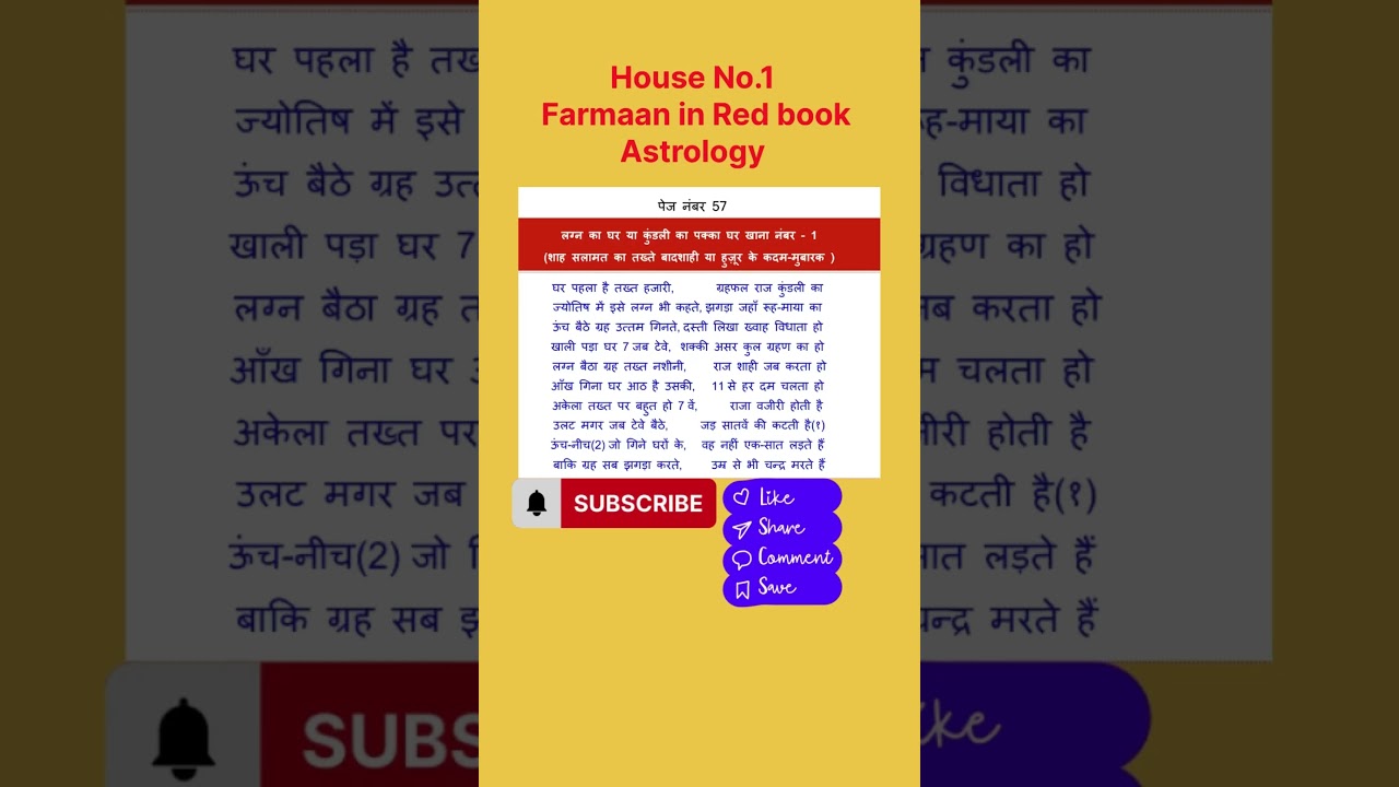 House No.1 Farmaan as per Red Book Astrology|Watch the decoding in long video format. #ytshortsviral