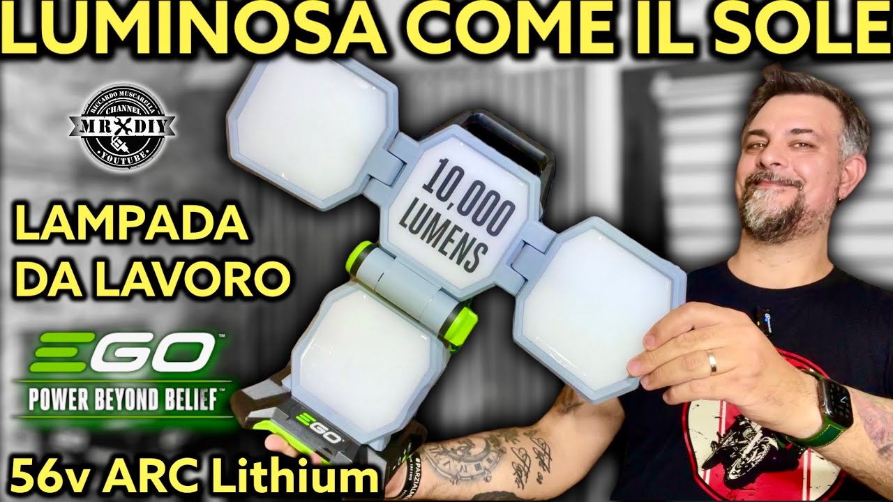Luminoso come il sole. Potente faro da lavoro cantiere 10.000 lm ricaricabile 56V Ego power+ LT1000E