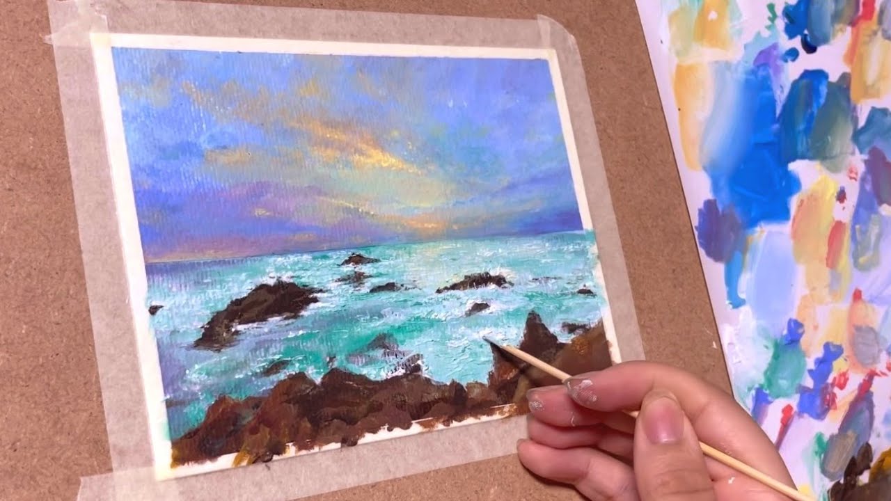 아크릴 물감으로 바다풍경 그리기🌊